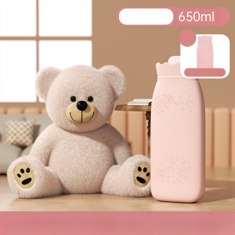 Napraforgó mintás szilikon melegvíz-palack, hordozható kézmelegítő, vízzel töltött, téli kiegészítő, mikróban melegíthető