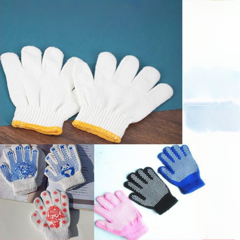 Vaikų medvilninės apsauginės pirštinės, neslystančios, cartoon stiliaus, skirtos sodininkystei ir lengvoms užduotims, amžius 3-12 metų