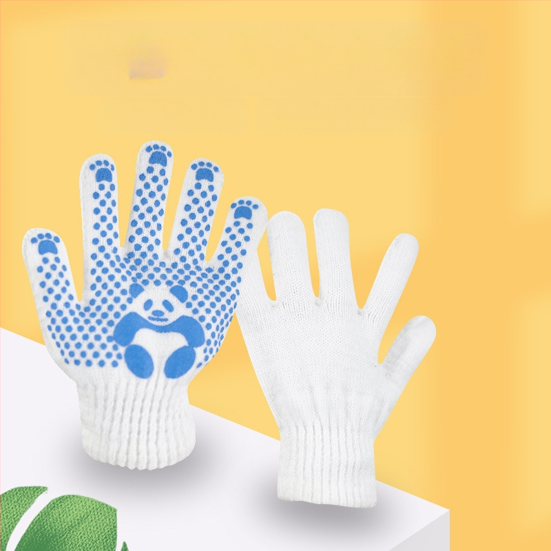 Vaikų medvilninės apsauginės pirštinės, neslystančios, cartoon stiliaus, skirtos sodininkystei ir lengvoms užduotims, amžius 3-12 metų