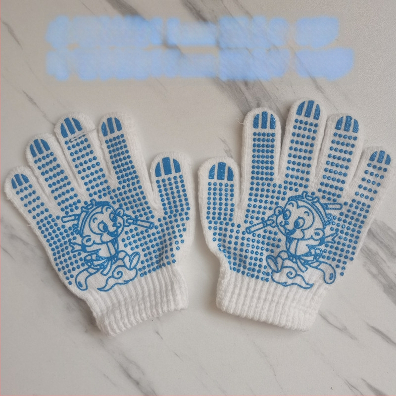 Vaikų medvilninės apsauginės pirštinės, neslystančios, cartoon stiliaus, skirtos sodininkystei ir lengvoms užduotims, amžius 3-12 metų