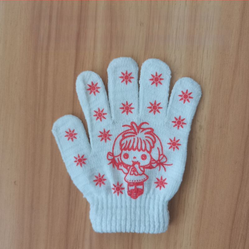 Vaikų medvilninės apsauginės pirštinės, neslystančios, cartoon stiliaus, skirtos sodininkystei ir lengvoms užduotims, amžius 3-12 metų