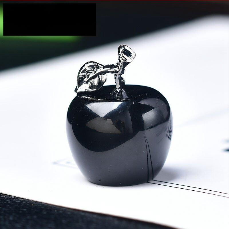 Krištolo obuolio formos akmens dekoracija su plokščią deimantinę bazę, itin plonas stilius, grandininis raštas