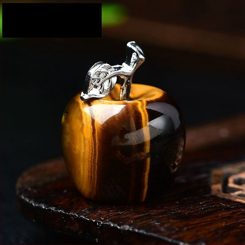 Krištolo obuolio formos akmens dekoracija su plokščią deimantinę bazę, itin plonas stilius, grandininis raštas