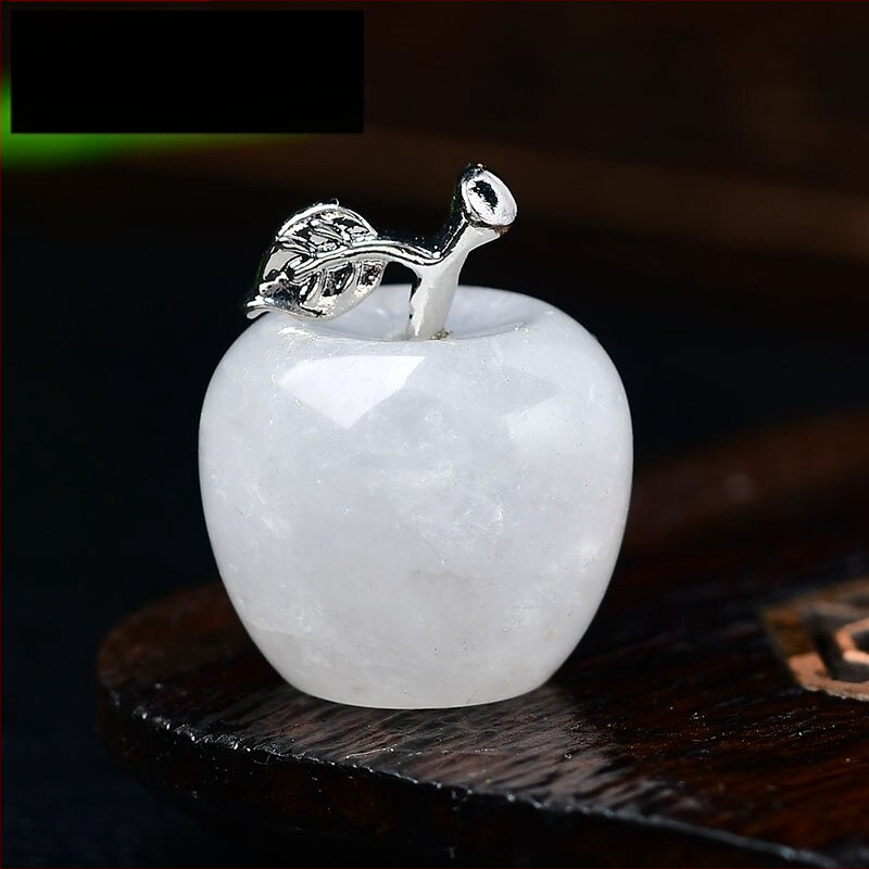 Krištolo obuolio formos akmens dekoracija su plokščią deimantinę bazę, itin plonas stilius, grandininis raštas