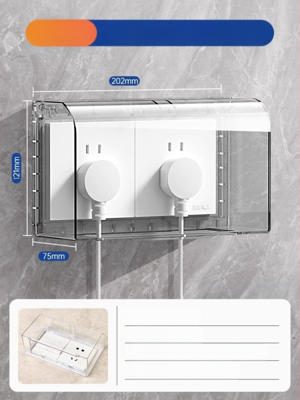86 tipo jungiklio ir kištuko vandeniui atsparus dangtelis vonios kambariui, skaidrus, lipnus montavimas