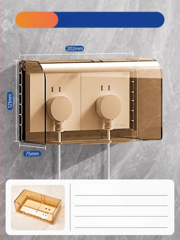 86 tipo jungiklio ir kištuko vandeniui atsparus dangtelis vonios kambariui, skaidrus, lipnus montavimas