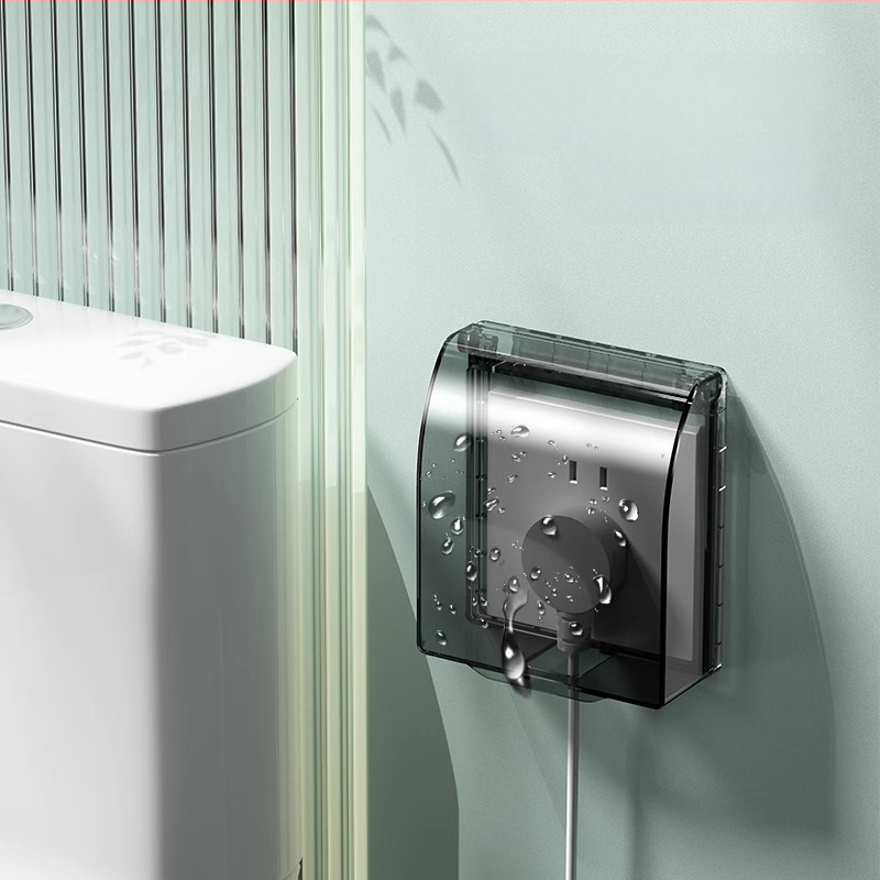 86 tipo jungiklio ir kištuko vandeniui atsparus dangtelis vonios kambariui, skaidrus, lipnus montavimas