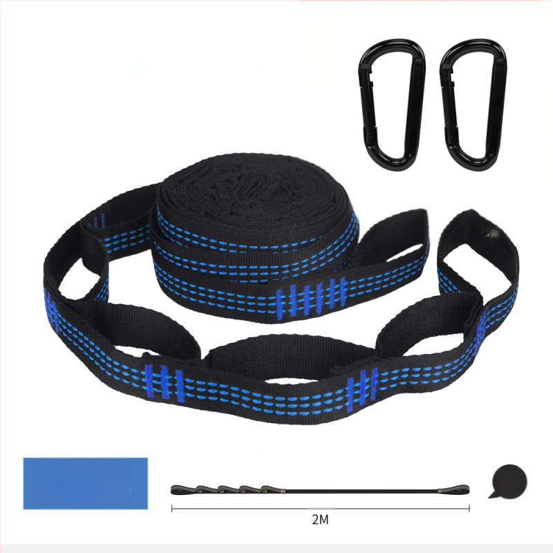 Hamakų diržai - reguliuojami, greitas montavimas, aukštos tvirtumo poliesteris, įtrauktos 2 sagtelės, nešiojami