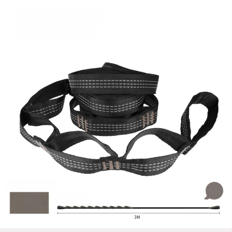 Hamakų diržai - reguliuojami, greitas montavimas, aukštos tvirtumo poliesteris, įtrauktos 2 sagtelės, nešiojami