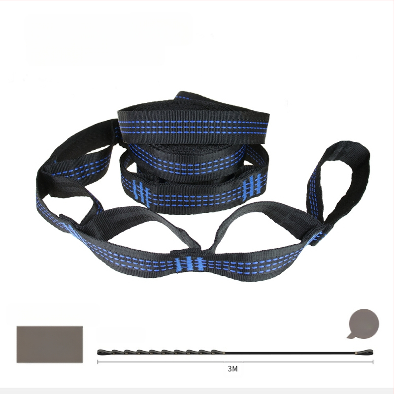 Hamakų diržai - reguliuojami, greitas montavimas, aukštos tvirtumo poliesteris, įtrauktos 2 sagtelės, nešiojami