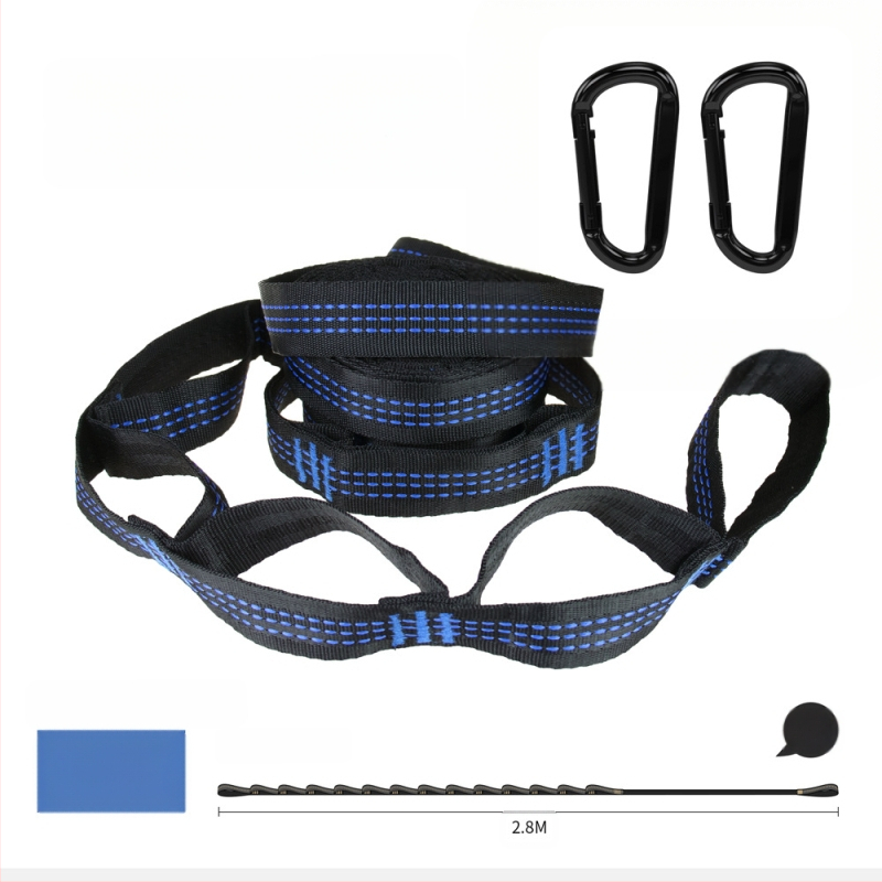 Hamakų diržai - reguliuojami, greitas montavimas, aukštos tvirtumo poliesteris, įtrauktos 2 sagtelės, nešiojami