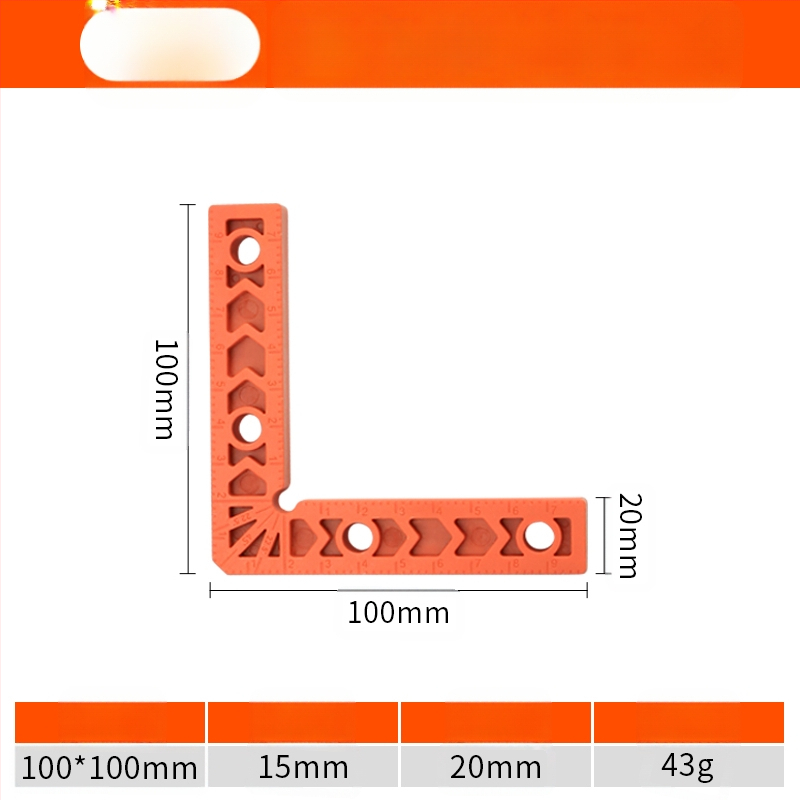 90° прав ъгъл линейка за каменни плочи, L-образен пластмасов позициониращ локатор и усилен държач