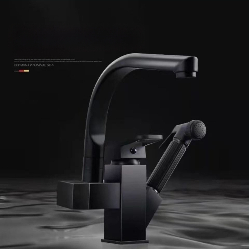 Virtuvės maišytuvas su ištraukiamu antgaliu karštam ir šaltam vandeniui, iš nerūdijančio plieno, keramikinis vožtuvas, montuojamas ant paviršiaus, 35 mm sėdėjimo skersmuo