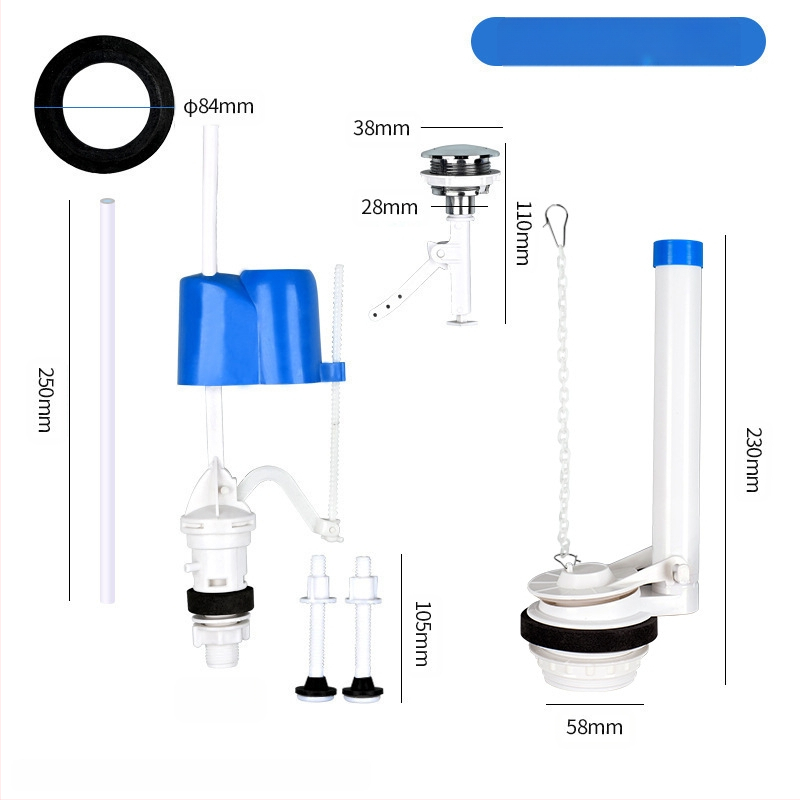 Išskaidyta vandens įleidimo vožtuvas tualeto bakeliui – PP medžiaga, veikimo režimas: priekinis tempimas / viršus paspaudimas, sanitarinės įrangos priedas