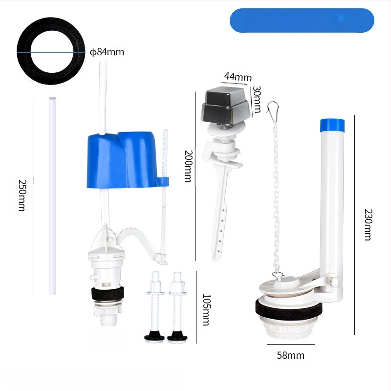 Išskaidyta vandens įleidimo vožtuvas tualeto bakeliui – PP medžiaga, veikimo režimas: priekinis tempimas / viršus paspaudimas, sanitarinės įrangos priedas