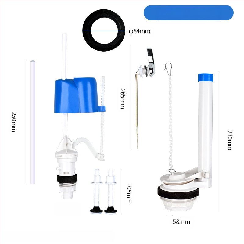 Išskaidyta vandens įleidimo vožtuvas tualeto bakeliui – PP medžiaga, veikimo režimas: priekinis tempimas / viršus paspaudimas, sanitarinės įrangos priedas