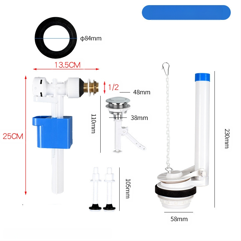 Išskaidyta vandens įleidimo vožtuvas tualeto bakeliui – PP medžiaga, veikimo režimas: priekinis tempimas / viršus paspaudimas, sanitarinės įrangos priedas