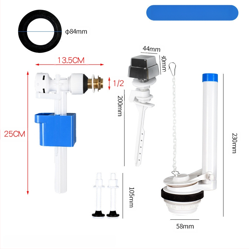 Išskaidyta vandens įleidimo vožtuvas tualeto bakeliui – PP medžiaga, veikimo režimas: priekinis tempimas / viršus paspaudimas, sanitarinės įrangos priedas