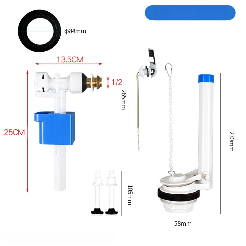 Išskaidyta vandens įleidimo vožtuvas tualeto bakeliui – PP medžiaga, veikimo režimas: priekinis tempimas / viršus paspaudimas, sanitarinės įrangos priedas