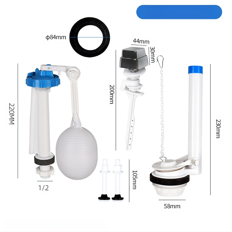 Išskaidyta vandens įleidimo vožtuvas tualeto bakeliui – PP medžiaga, veikimo režimas: priekinis tempimas / viršus paspaudimas, sanitarinės įrangos priedas