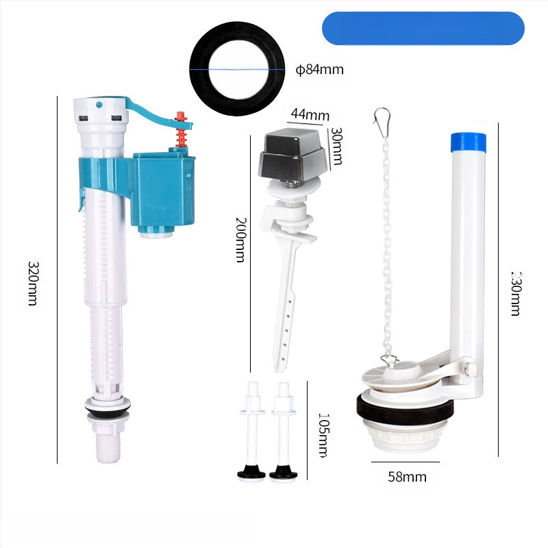 Išskaidyta vandens įleidimo vožtuvas tualeto bakeliui – PP medžiaga, veikimo režimas: priekinis tempimas / viršus paspaudimas, sanitarinės įrangos priedas