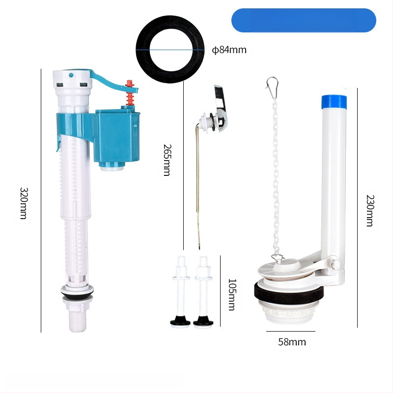 Išskaidyta vandens įleidimo vožtuvas tualeto bakeliui – PP medžiaga, veikimo režimas: priekinis tempimas / viršus paspaudimas, sanitarinės įrangos priedas