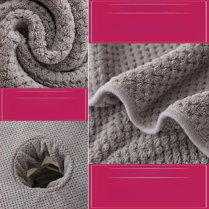 Grožio salono rankšluosčių komplektas su skylute masažo stalui ir veido pagalvėlei, Coral fleece 150D, aukštas/žemas pluoštas, logotipo pritaikymas