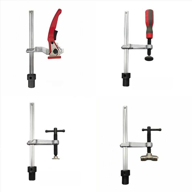 F-образна зажимна клипса за заваръчни и дървообработващи маси — 3D гъвкава платформа, бързо фиксиране, материал: хром ванадий стомана, тегло 0.5 кг