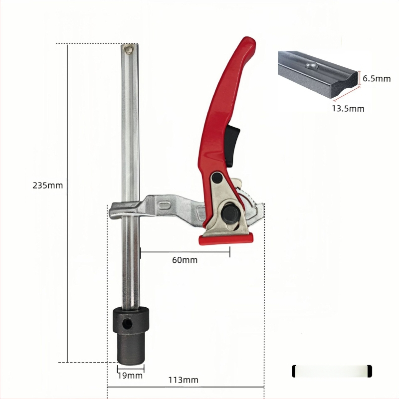 F-образна зажимна клипса за заваръчни и дървообработващи маси — 3D гъвкава платформа, бързо фиксиране, материал: хром ванадий стомана, тегло 0.5 кг