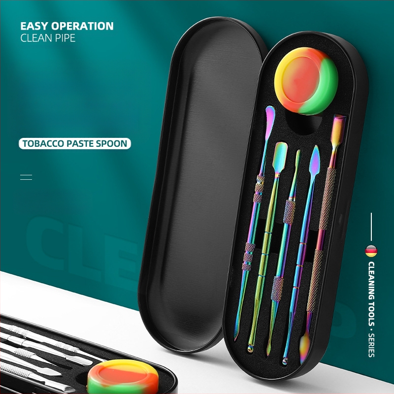 Nerūdijančiojo plieno vamzdžių valymo komplektas su drožybos įrankiais, dydis 17.7 × 6 × 1.8 cm, svoris apie 143 g; logotipo spausdinimas ir privataus prekinio ženklo galimybė