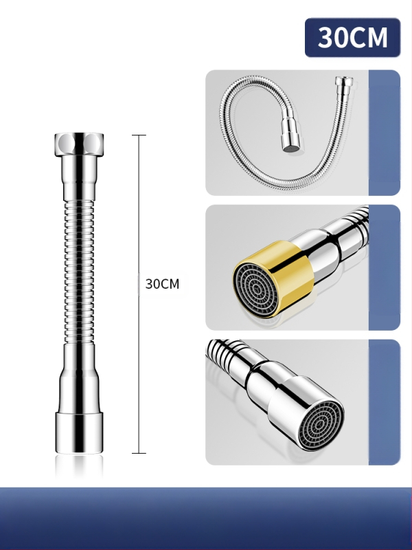 Čiaupo išplėtimo adaptorius su purslų apsauga – 360° sukimas, nerūdijantis plienas, keraminių diskų vožtuvas (Modelis Aerator; tinkamas virtuvės čiaupui)