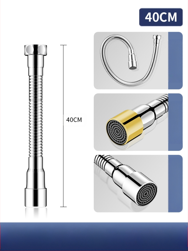 Čiaupo išplėtimo adaptorius su purslų apsauga – 360° sukimas, nerūdijantis plienas, keraminių diskų vožtuvas (Modelis Aerator; tinkamas virtuvės čiaupui)