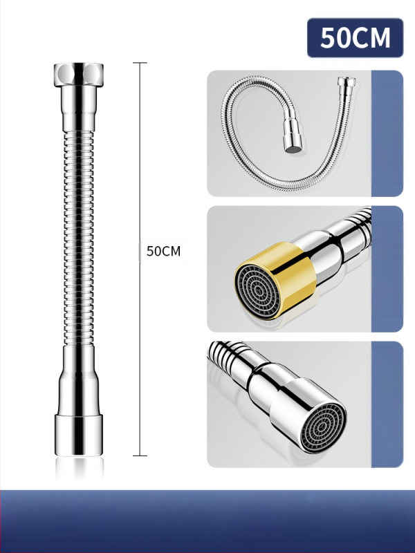 Čiaupo išplėtimo adaptorius su purslų apsauga – 360° sukimas, nerūdijantis plienas, keraminių diskų vožtuvas (Modelis Aerator; tinkamas virtuvės čiaupui)