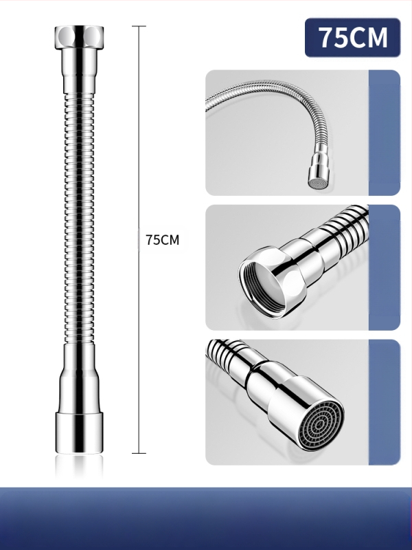 Čiaupo išplėtimo adaptorius su purslų apsauga – 360° sukimas, nerūdijantis plienas, keraminių diskų vožtuvas (Modelis Aerator; tinkamas virtuvės čiaupui)