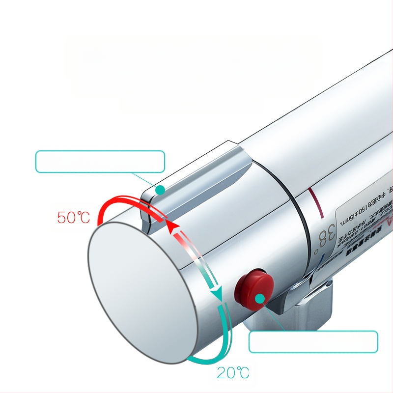 Termostatinis dušo vožtuvas - varinis korpusas, sieninis montavimas, 20–55°C, 1.0–5 kg, termostatinis + keraminė vožtuvo šerdis