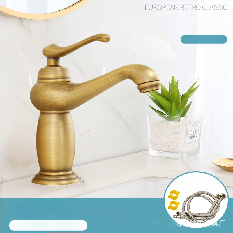 Europos stiliaus praustuvo maišytuvas, varinis korpusas, keraminis vožtuvo korpusas, 8 mm įvadas/išvadas, keliamasis veikimas