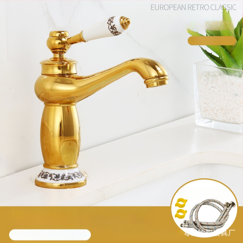 Europos stiliaus praustuvo maišytuvas, varinis korpusas, keraminis vožtuvo korpusas, 8 mm įvadas/išvadas, keliamasis veikimas