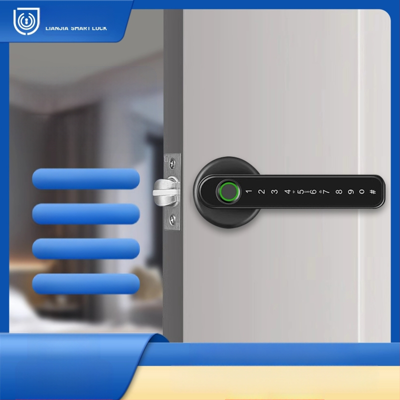 Κλειδαριά με αναγνώριση δακτυλικού αποτυπώματος για εσωτερικές ξύλινες πόρτες, με κωδικό πρόσβασης, σφαιρική λαβή, μοντέλο 130/190, τροφοδοσία DC