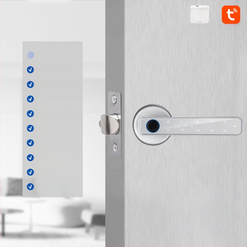 Κλειδαριά με αναγνώριση δακτυλικού αποτυπώματος για εσωτερικές ξύλινες πόρτες, με κωδικό πρόσβασης, σφαιρική λαβή, μοντέλο 130/190, τροφοδοσία DC