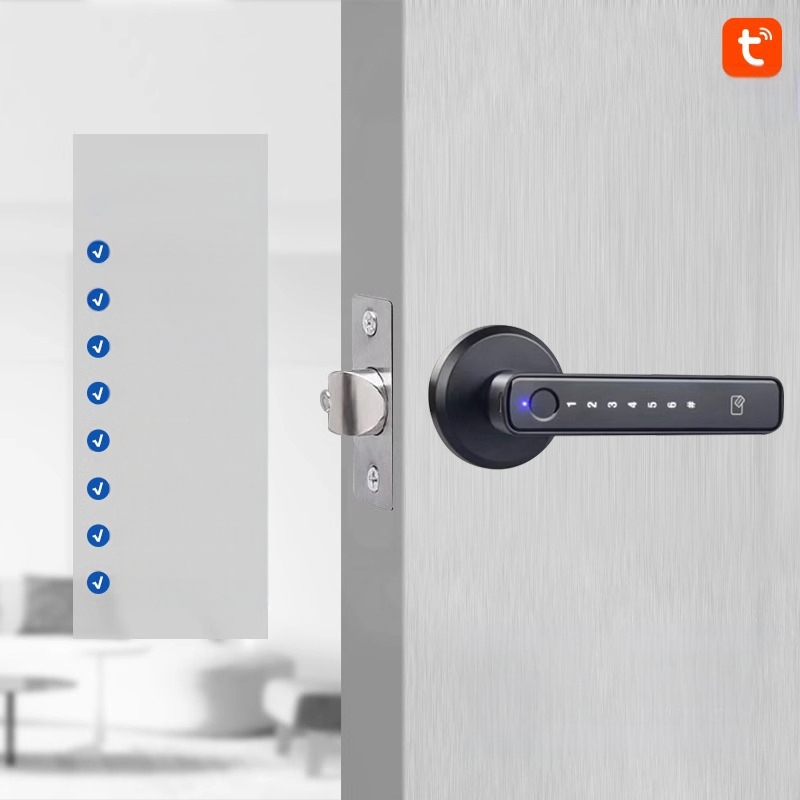 Κλειδαριά με αναγνώριση δακτυλικού αποτυπώματος για εσωτερικές ξύλινες πόρτες, με κωδικό πρόσβασης, σφαιρική λαβή, μοντέλο 130/190, τροφοδοσία DC