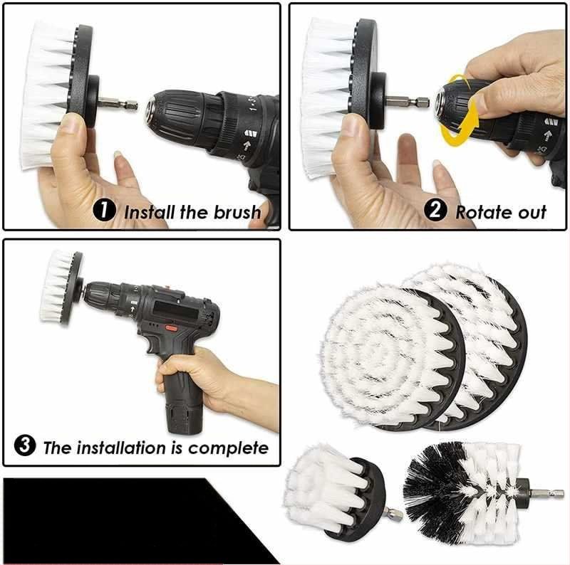 Ηλεκτρική βούρτσα καθαρισμού με κεφαλή τρυπανιού — πολυλειτουργική μεταλλική βούρτσα καθαρισμού για χαλιά, καναπέ, πλακάκια και δάπεδο