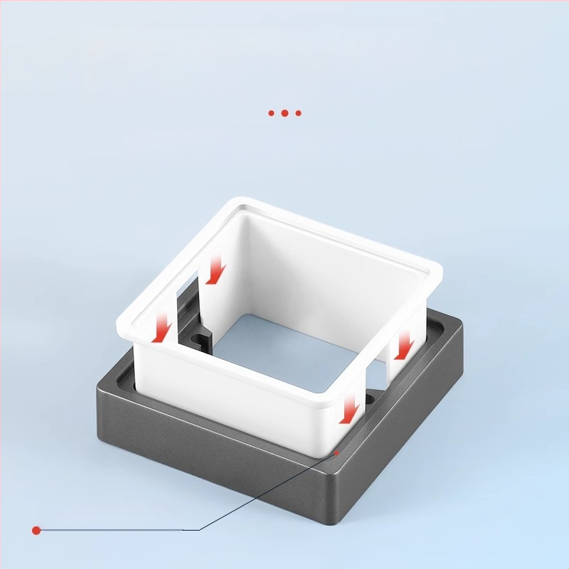 Тип 86 вградена квадратна електрическа кутия с повдигащ пръстен и уплътнител за кутия без дъно, съвместима с панел за превключване.