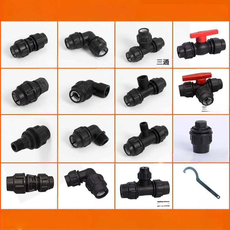 Φιτίνγκ για σωληνες PE με γρήγορη σύνδεση, Τ-σωληνας, γωνία, ένωση και βαλβίδα; υλικό PE; πάχος τοιχώματος 3.0 mm; τάξη 80