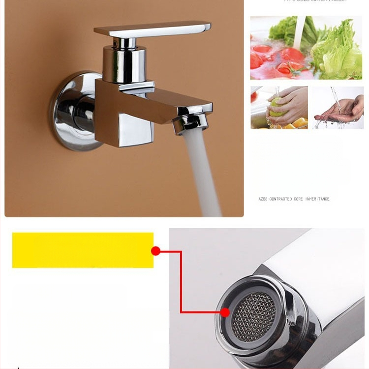 Βρύση τοίχου για νιπτήρα mop, κρύο νερό, σώμα από χαλκό, κεραμικός πυρήνας βαλβίνας, μοντέλο DL008