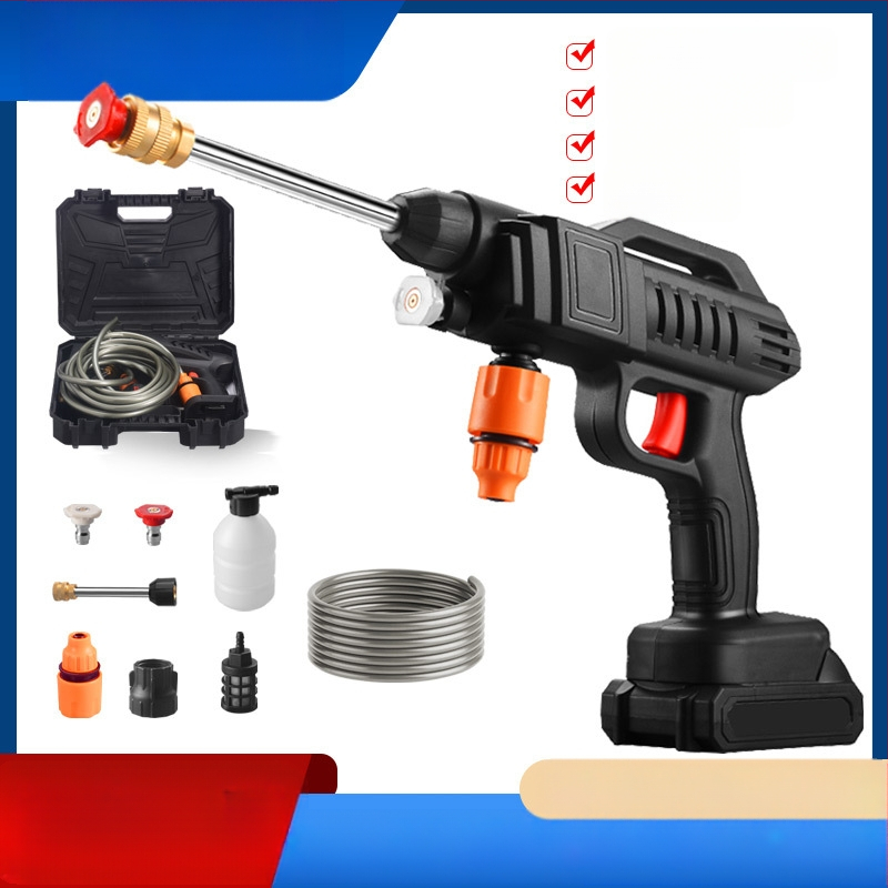 Namų naudojimui skirtas elektrinis automobilių plovimo purkštuvs, įkraunama ličio baterija, 21V, 22 bar aukštas slėgis, 3200 aps./min, modelis TT-EWS01