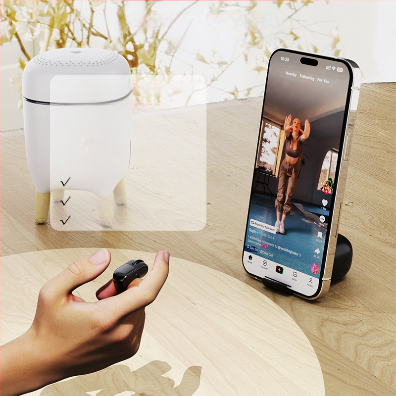 Безжичен пръстен Bluetooth дистанционно за телефон – Selfie, превъртане на страници, харесвания и коментари; 2.4G/BT, обхват 10 м, Type-C, ABS, модел D06, за Android, Apple, Microsoft