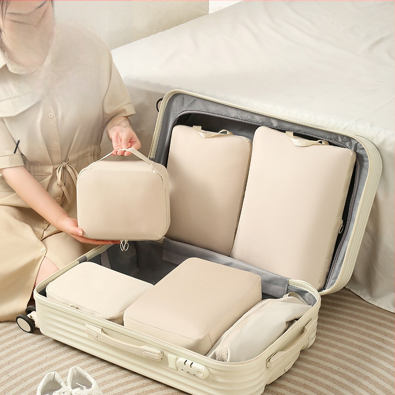 Šešių dalių suspaudimo maišų rinkinys kelionėms – didelė talpa drabužių organizavimui, nešiojama saugykla