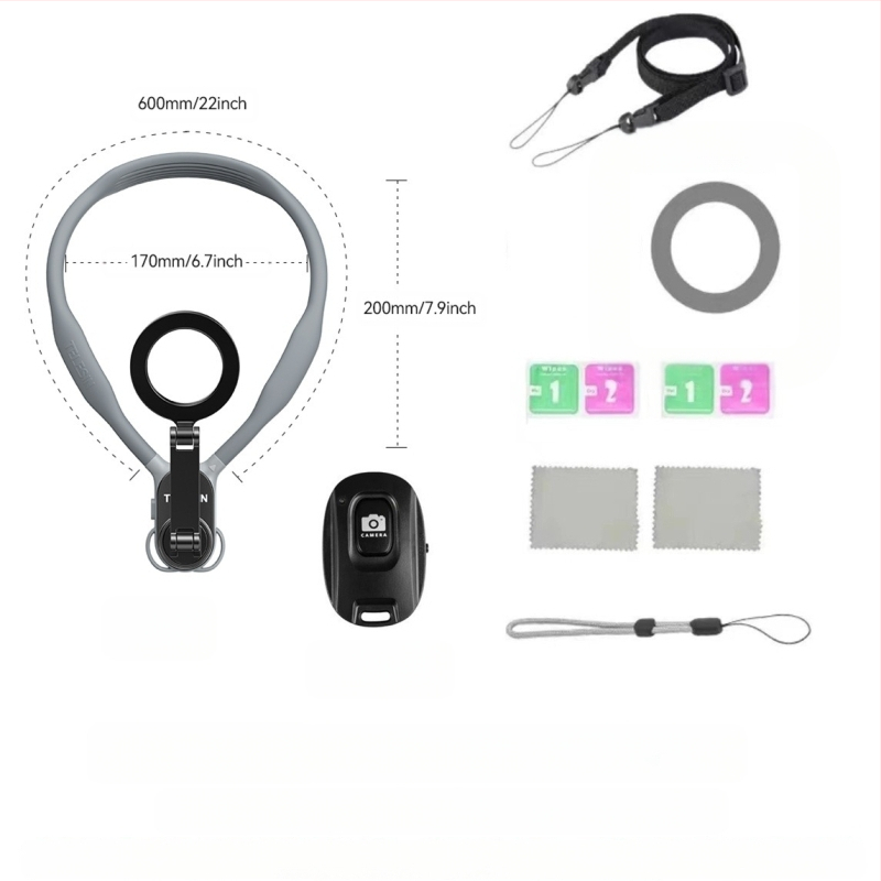 TELESIN MagSafe magnetski držač telefona oko vrata za FPV uživo prijenos i fotografiju – univerzalno za sve telefone, materijal: silikon+ABS+metal