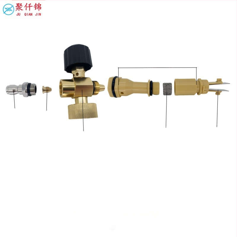 Augsta spiediena automobiļu putu pistole, korpuss no alumīnija un inženierijas plastikas, regulējama putas, ventilatora tipa izsmidzināšana