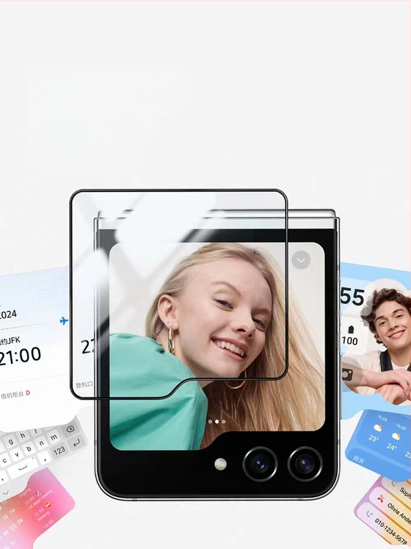 Закалено стъкло – защитно покритие за външния екран на Samsung Galaxy Z Flip5 и малкия екран на Z Fold5, HD яснота, защита на поверителността, антиотпечатъци, удароустойчиво